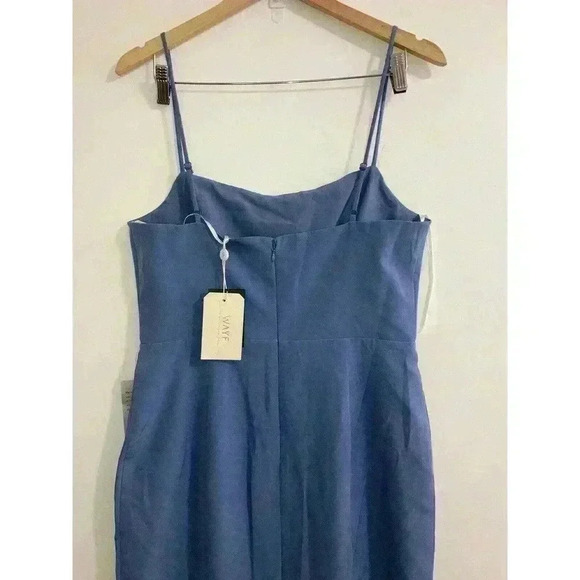 WAYF The Lettie Column Gown Evening BLUE Bridesmaids Dress - Picture 6 of 12